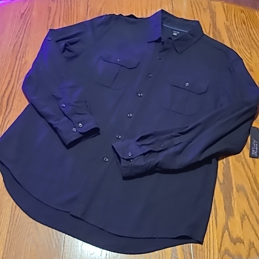 Apt. 9 NWT Black Button Diwn Dress Shirt - Large